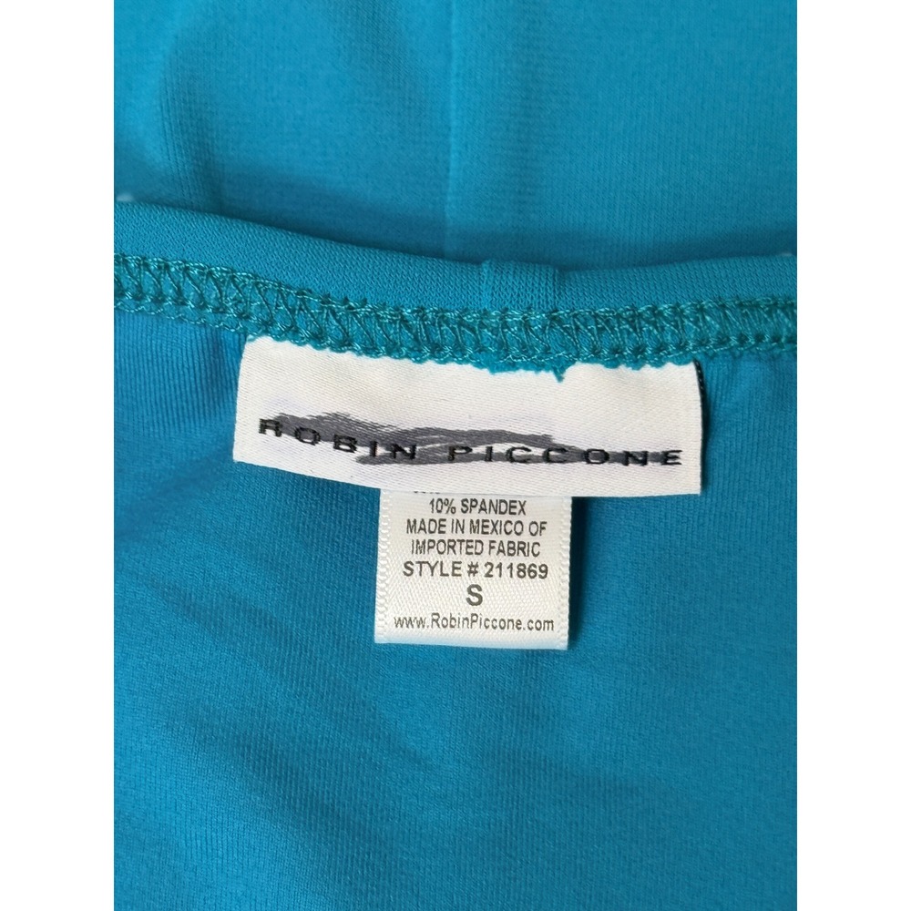Robin Piccone Womens High Waisted Bikini Bottom Turquoise Blue Knot Front S - Picture 3 of 3